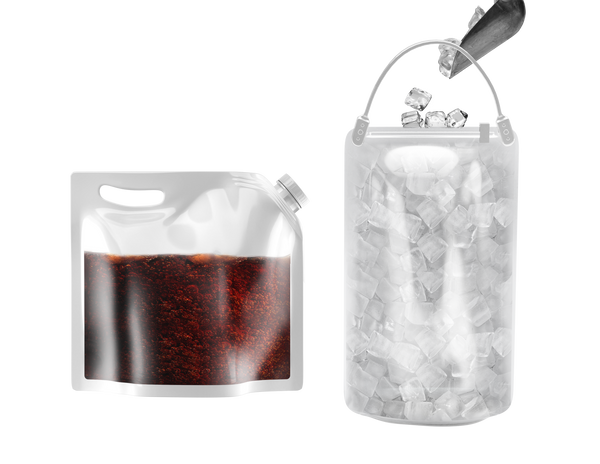 Combo Set of Clear 1 Gallon Beverage Bag + Ice Bag  for $0.99/Each (Case of 100/Each)